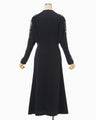 Triacetate Tule Lace Line Sleeve Dress - navy