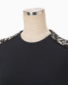 Triacetate Tule Lace Line Sleeve Dress - navy