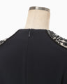 Triacetate Tule Lace Line Sleeve Dress - navy