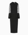 Triacetate Tule Lace Sleeve Dress - black