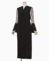 Triacetate Tule Lace Sleeve Dress - black