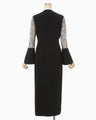 Triacetate Tule Lace Sleeve Dress - black