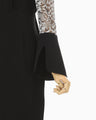 Triacetate Tule Lace Sleeve Dress - black