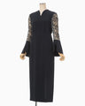 Triacetate Tule Lace Sleeve Dress - navy