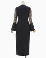 Triacetate Tule Lace Sleeve Dress - navy