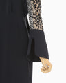 Triacetate Tule Lace Sleeve Dress - navy