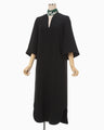 Triacetate Embroidery Neck Dress - black