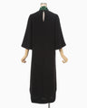 Triacetate Embroidery Neck Dress - black