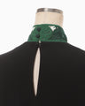 Triacetate Embroidery Neck Dress - black