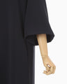 Triacetate Embroidery Neck Dress - navy