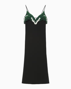 Triacetate Embroidery Camisole Dress - black