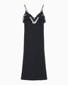 Triacetate Embroidery Camisole Dress - navy