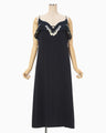 Triacetate Embroidery Camisole Dress - navy