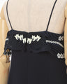 Triacetate Embroidery Camisole Dress - navy