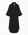 Triacetate Embroidery Neck Dress - black × black