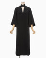 Triacetate Embroidery Neck Dress - black × black
