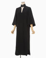 Triacetate Embroidery Neck Dress - black × black
