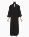 Triacetate Embroidery Neck Dress - black × black