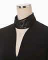 Triacetate Embroidery Neck Dress - black × black