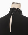 Triacetate Embroidery Neck Dress - black × black