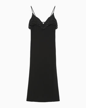 Triacetate Embroidery Camisole Dress - black × black