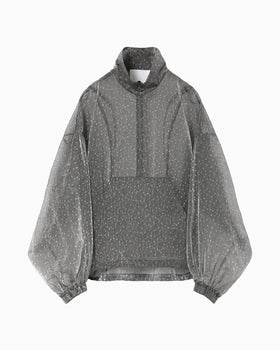 Floral Jacquard Sheer Anorak - black