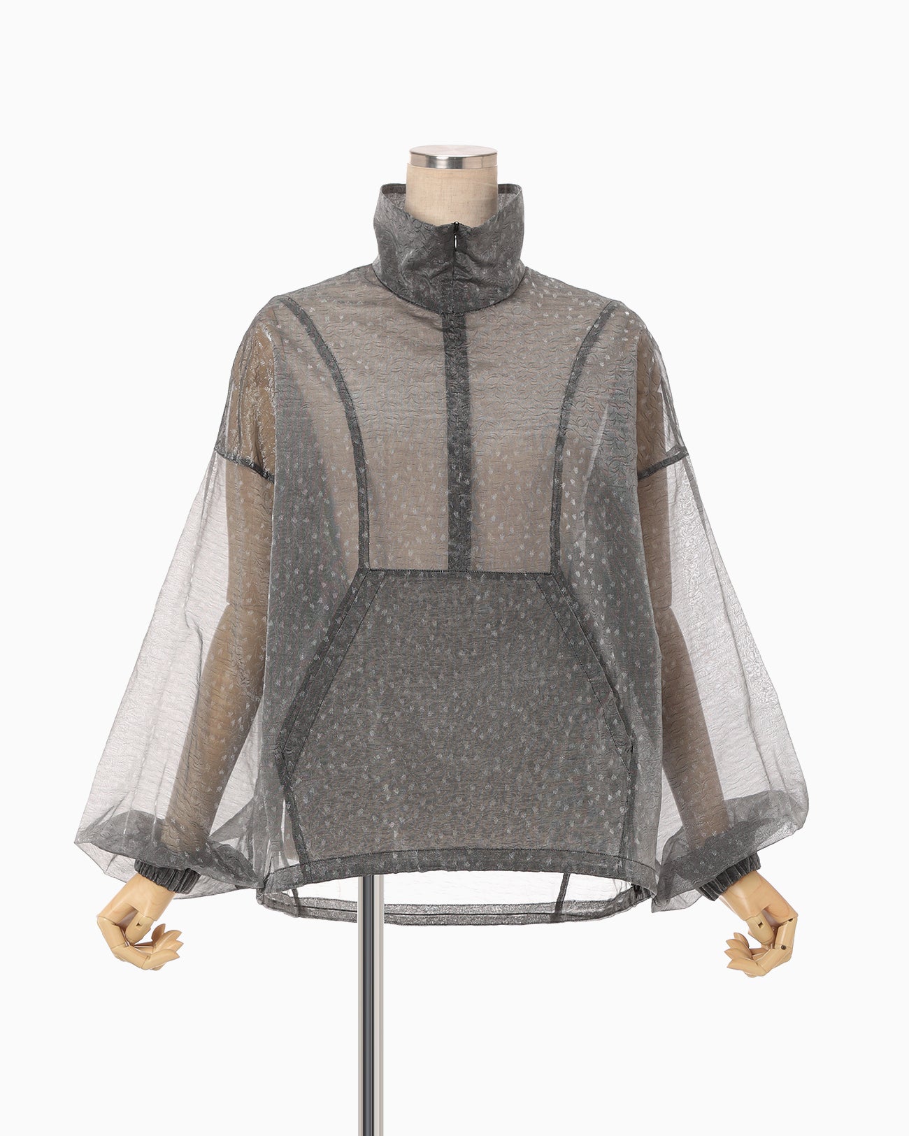Floral Jacquard Sheer Anorak - black - Mame Kurogouchi