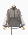 Floral Jacquard Sheer Anorak - black