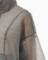 Floral Jacquard Sheer Anorak - black