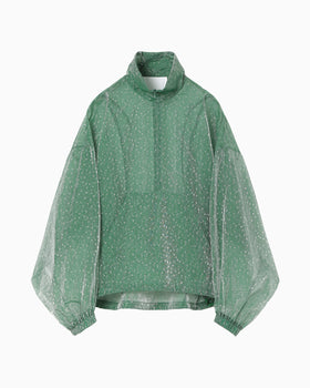Floral Jacquard Sheer Anorak - green