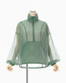 Floral Jacquard Sheer Anorak - green