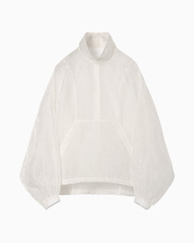 Floral Jacquard Sheer Anorak - white