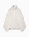 Floral Jacquard Sheer Anorak - white