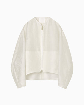 Arabesque Jacquard Short Jacket - white