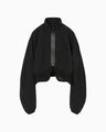 Nylon Short Jacket with Cording Embroidery Detail - black
