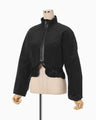 Nylon Short Jacket with Cording Embroidery Detail - black