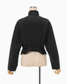 Nylon Short Jacket with Cording Embroidery Detail - black