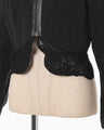 Nylon Short Jacket with Cording Embroidery Detail - black