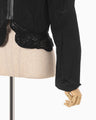 Nylon Short Jacket with Cording Embroidery Detail - black