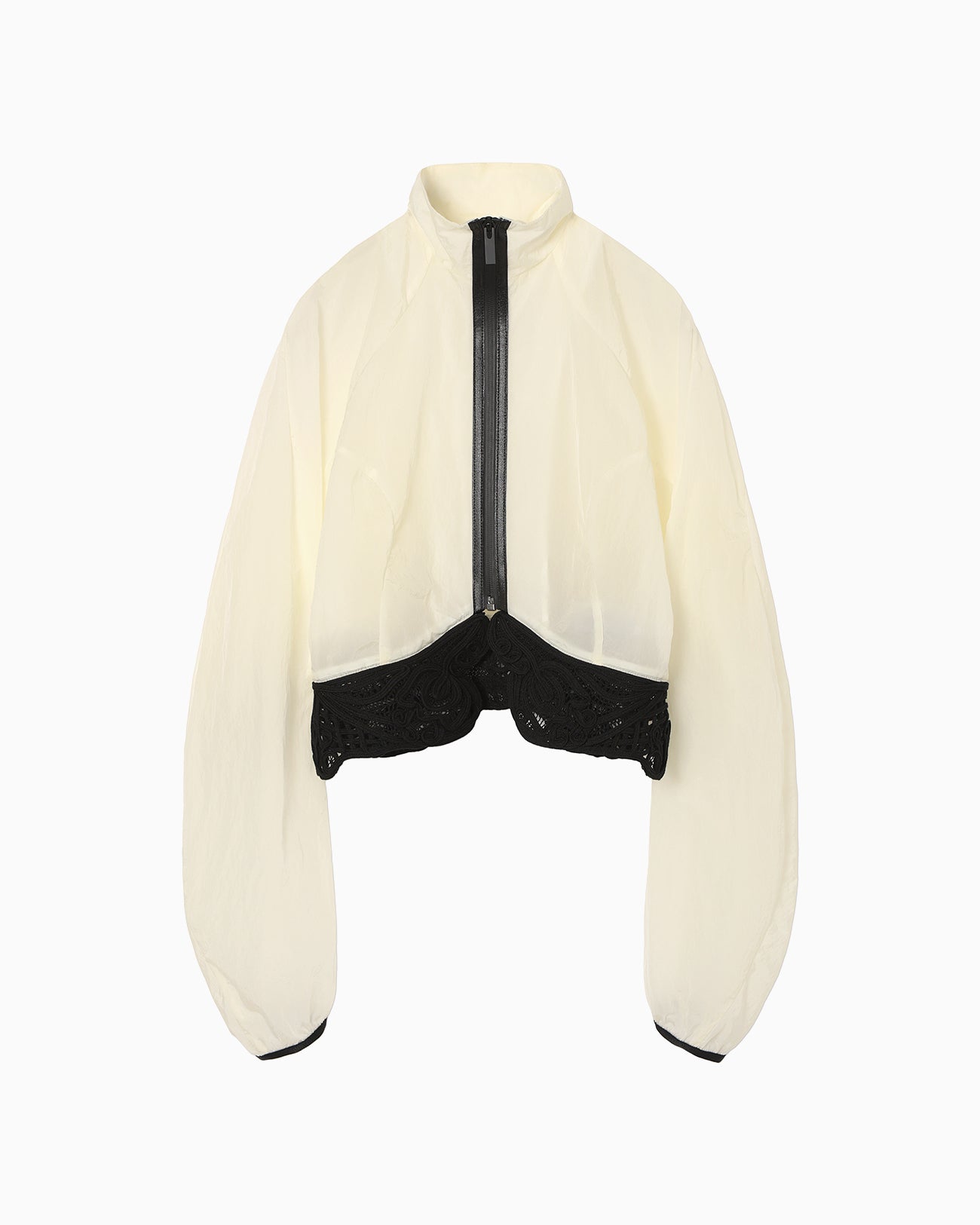 Nylon Short Jacket with Cording Embroidery Detail - ecru - Mame