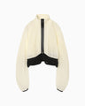 Nylon Short Jacket with Cording Embroidery Detail - ecru