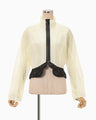 Nylon Short Jacket with Cording Embroidery Detail - ecru