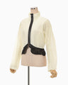Nylon Short Jacket with Cording Embroidery Detail - ecru