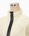 Nylon Short Jacket with Cording Embroidery Detail - ecru
