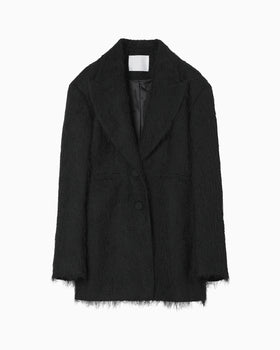 All-Over-Fringe Oversized Jacket - black