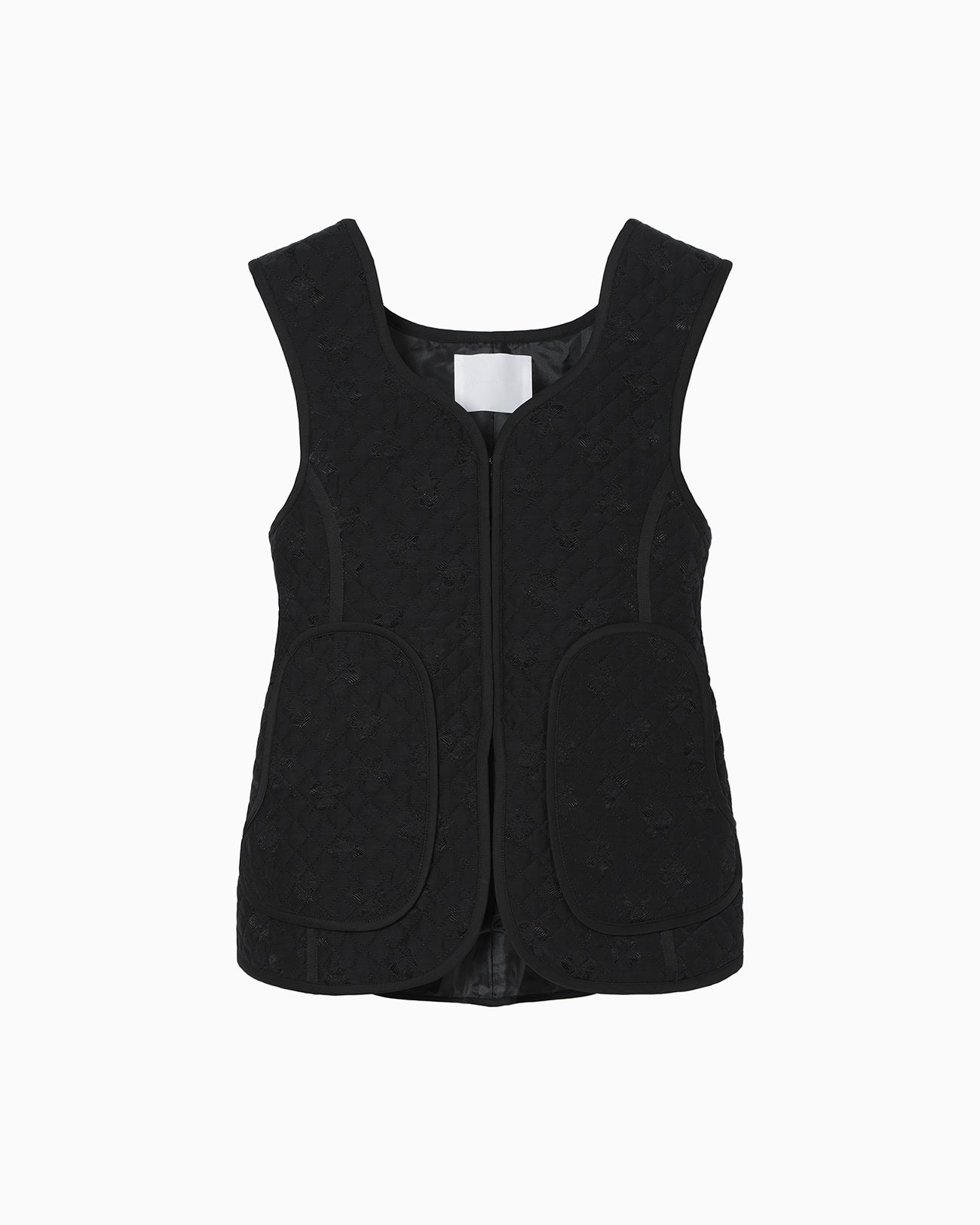 Floral Jacquard Quilting Vest - black - Mame Kurogouchi