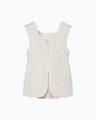 Floral Jacquard Quilting Vest - ecru