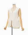 Floral Jacquard Quilting Vest - ecru