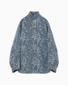Floral Jacquard Denim Jacket - blue