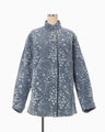 Floral Jacquard Denim Jacket - blue